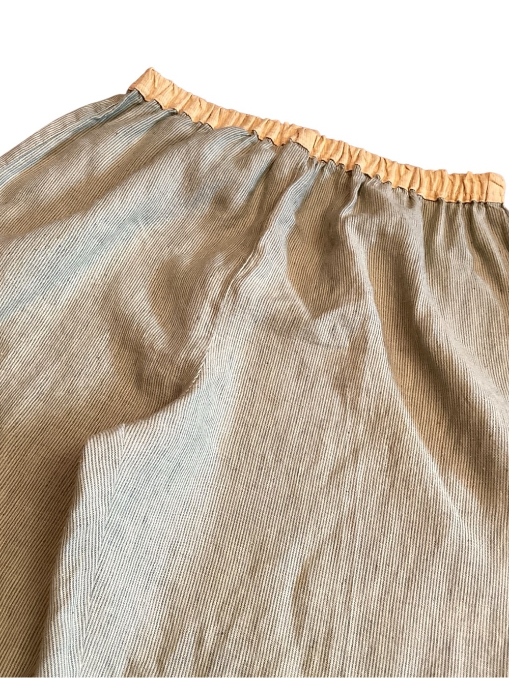 Somewhat Funky Liz & Jane Linen Pants Large Green Stripe Cropped Artsy USA - Picture 4 of 14